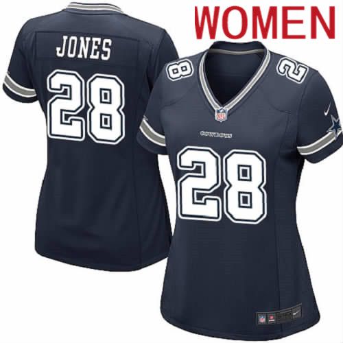 Women Dallas Cowboys #28 Felix Jones Nike Navy Game Team NFL Jersey->women nfl jersey->Women Jersey